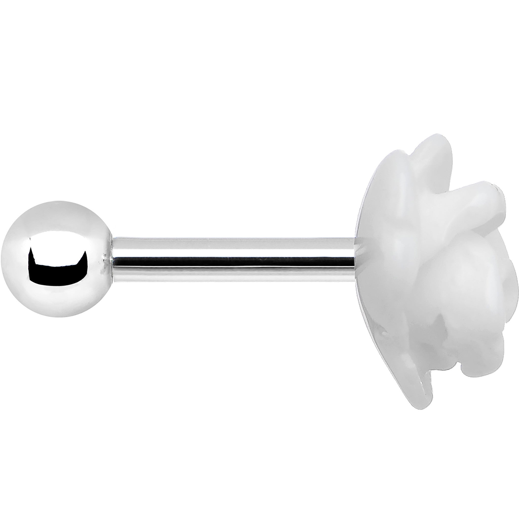 16G 1/4 White Acrylic Rose Flower Tragus Cartilage Earring