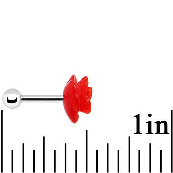 16 Gauge 1/4 Red Acrylic Rose Flower Tragus Cartilage Earring