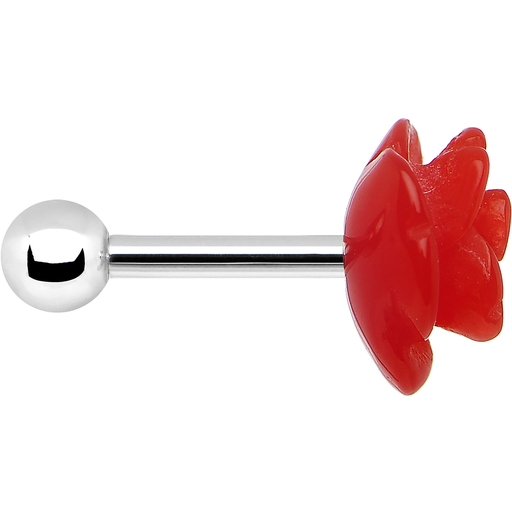 16G 1/4 Red Acrylic Rose Flower Tragus Cartilage Earring