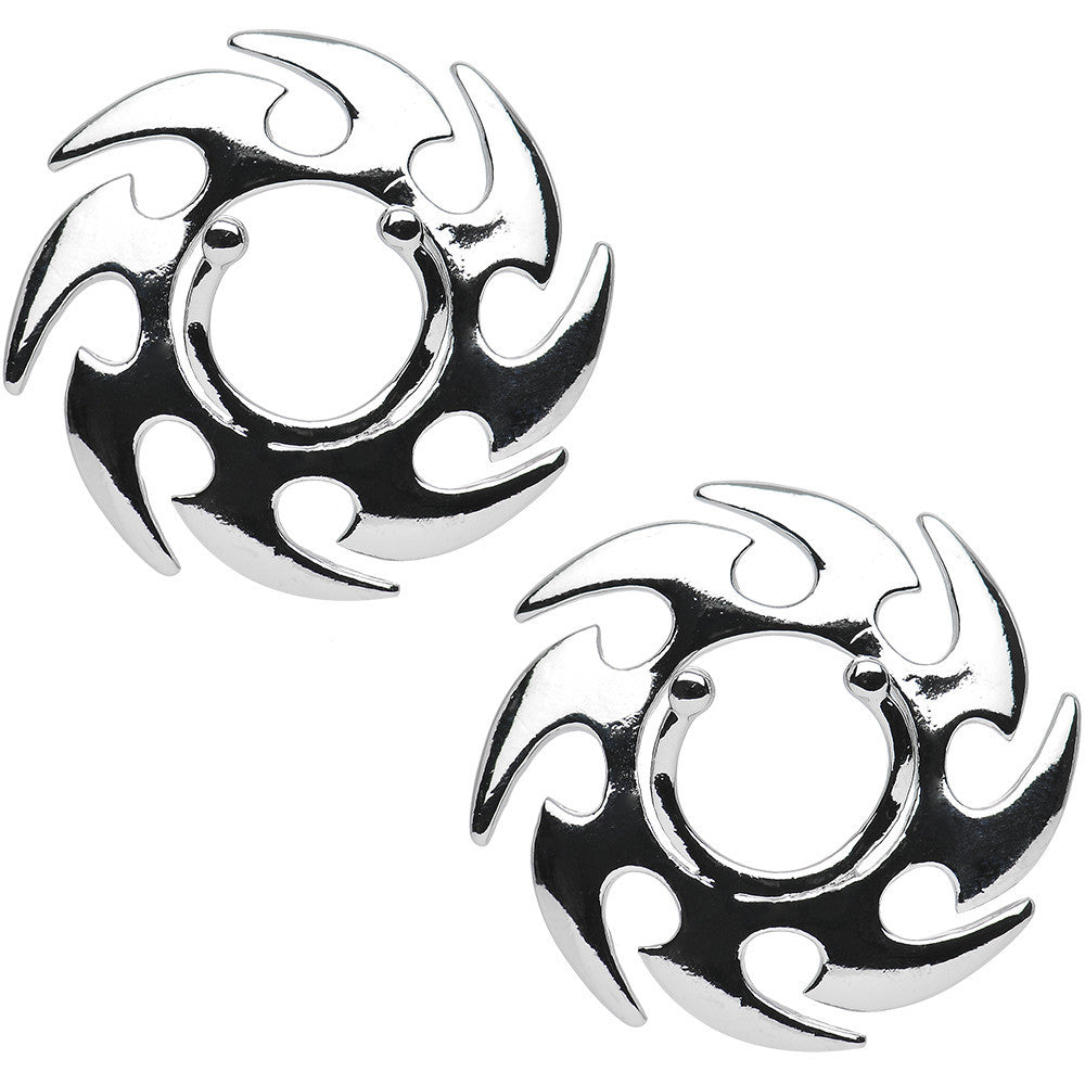 Silver Tone Tribal Spiral Clip On Fake Nipple Shield Set
