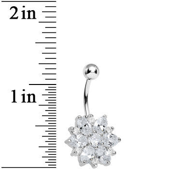 Crystalline Gem Sunburst Flower Belly Ring