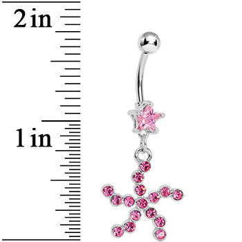 Pink Star Gem Pink Starfish Dangle Belly Ring