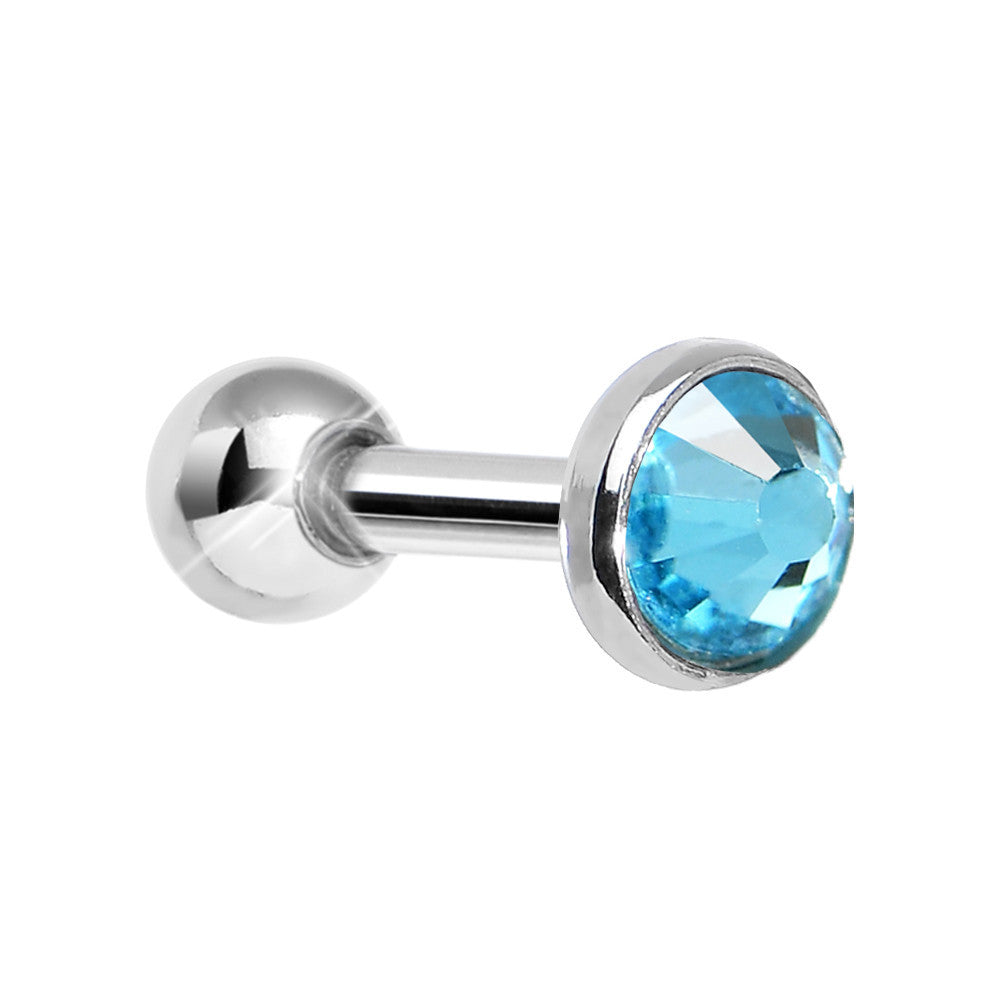4mm Aqua Gem Tragus Cartilage Barbell Earring