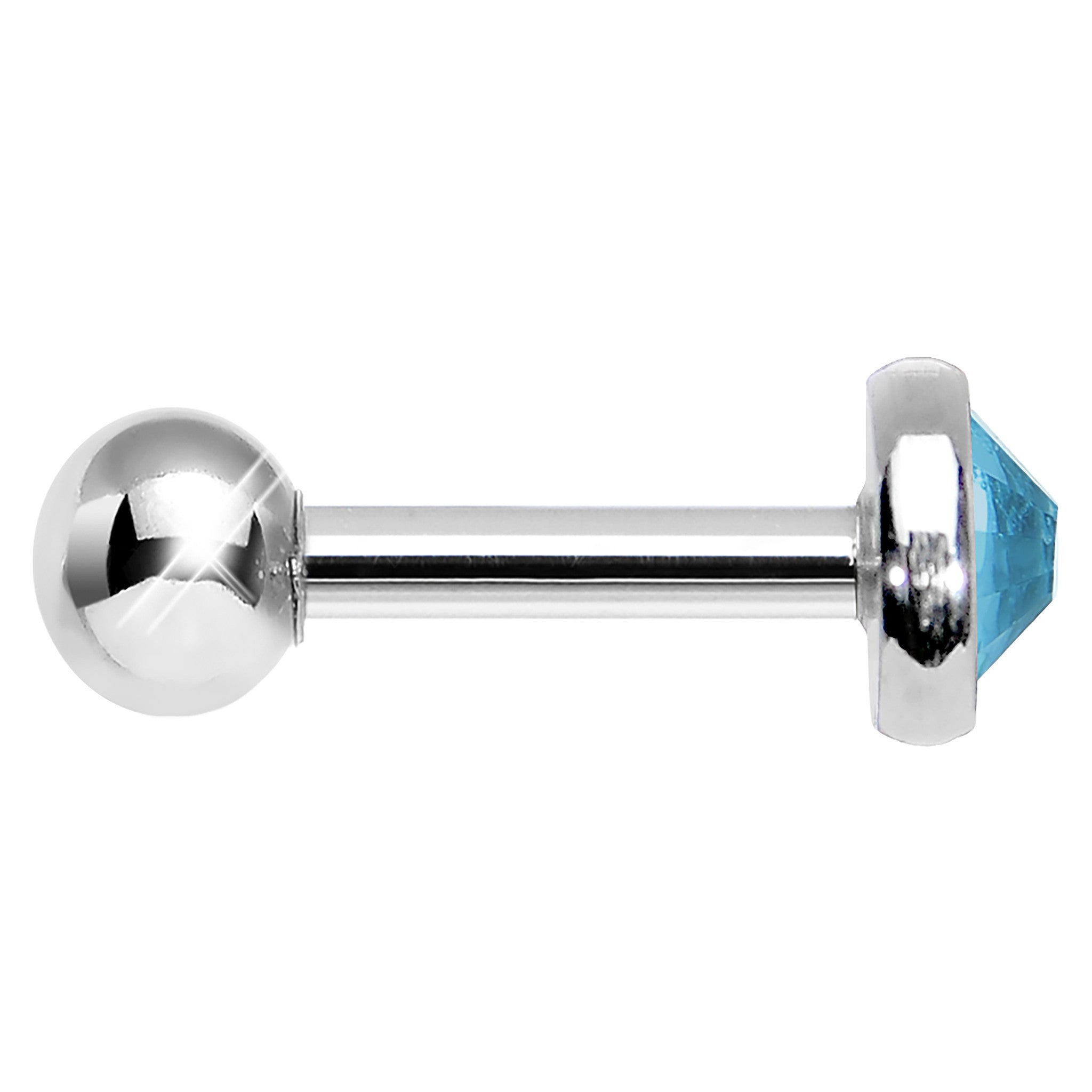4mm Aqua Gem Tragus Cartilage Barbell Earring
