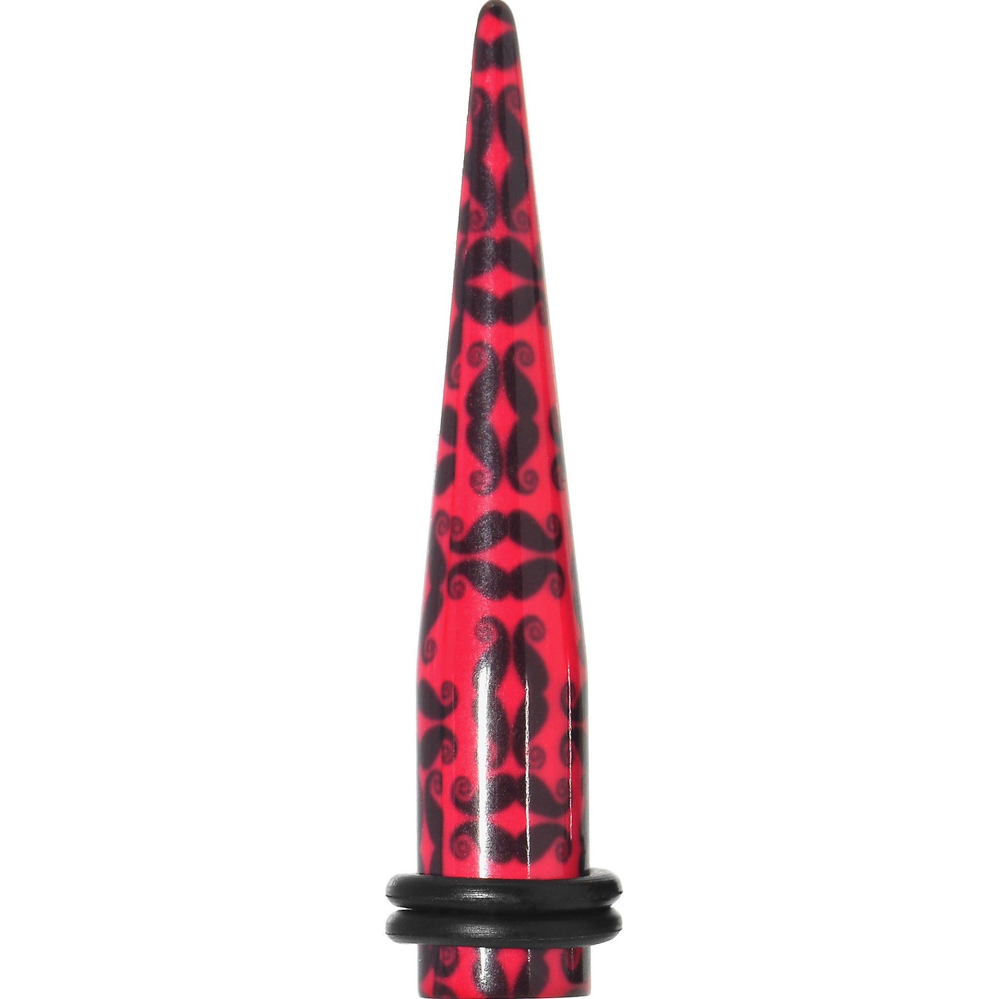 0G Black Mustaches Red Acrylic Taper Ear Plug