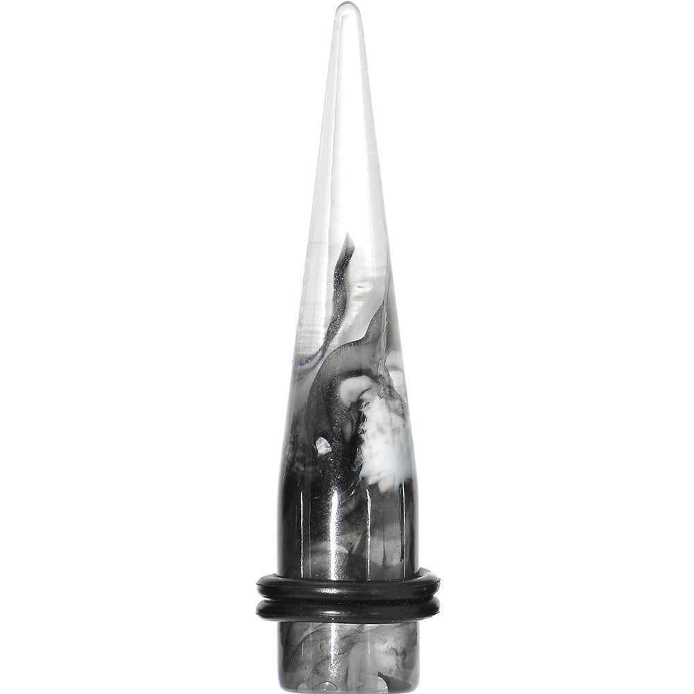 7/16 Black and White Art Swirls Clear Acrylic Taper Ear Plug