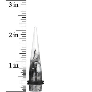 7/16 Black and White Art Swirls Clear Acrylic Taper Ear Plug