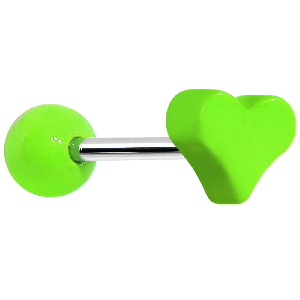 18 Gauge Green Neon Heart Cartilage Earring