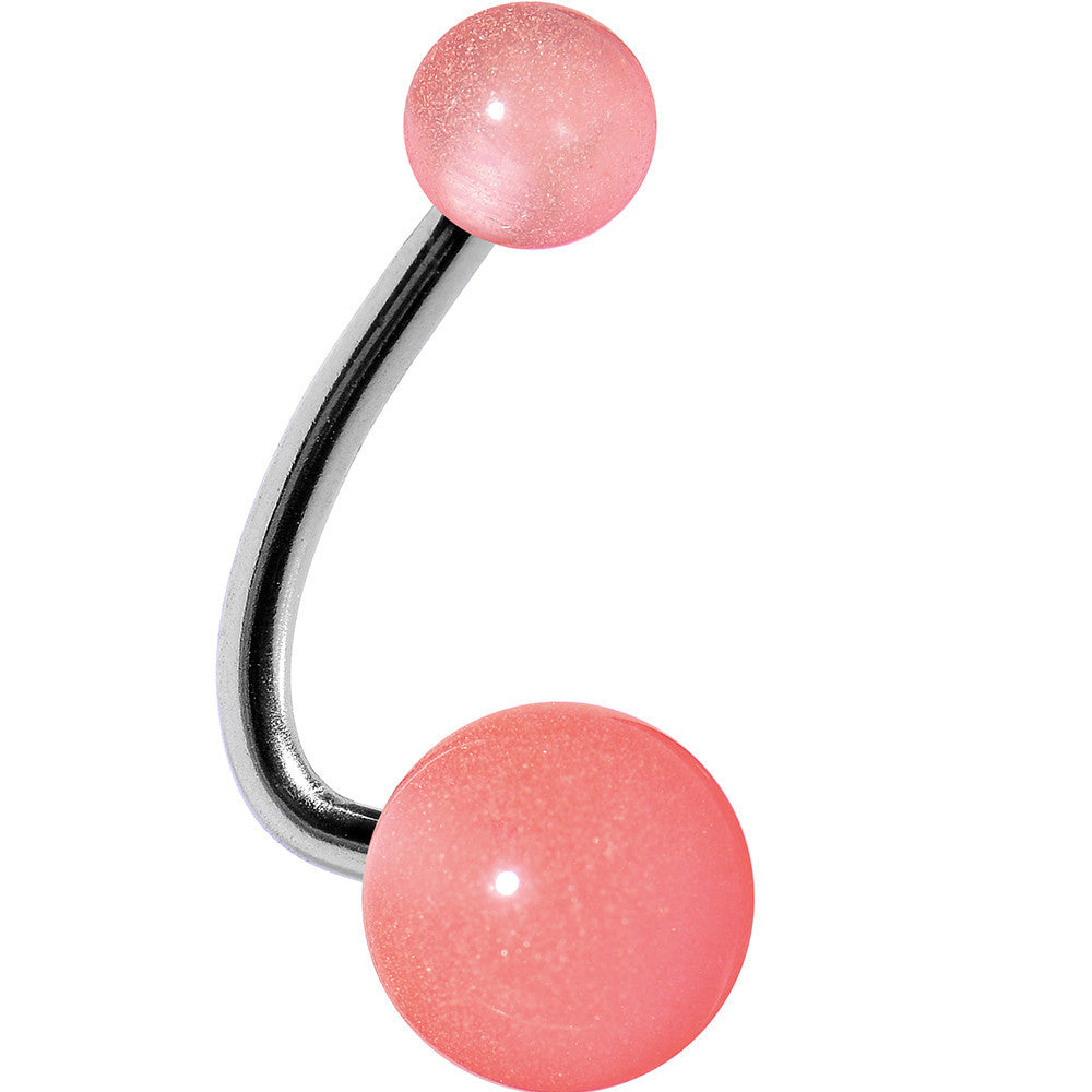 Pink Cloud Acrylic J-Bar Belly Ring
