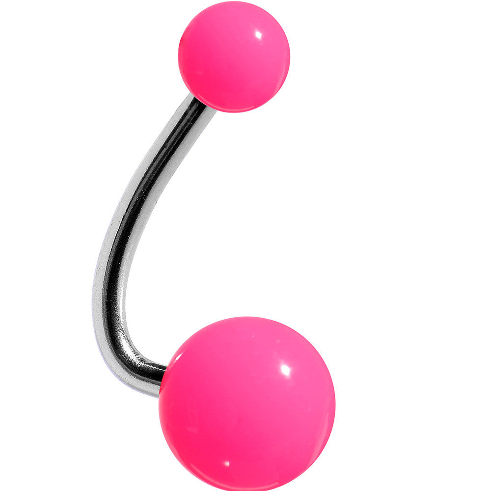 Neon Pink Petunia Acrylic J-Bar Belly Ring