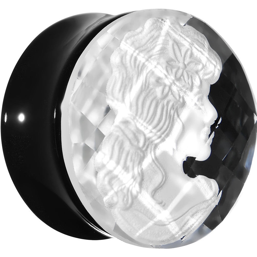 3/4 Faceted Clear White Cameo Acrylic Saddle Plug