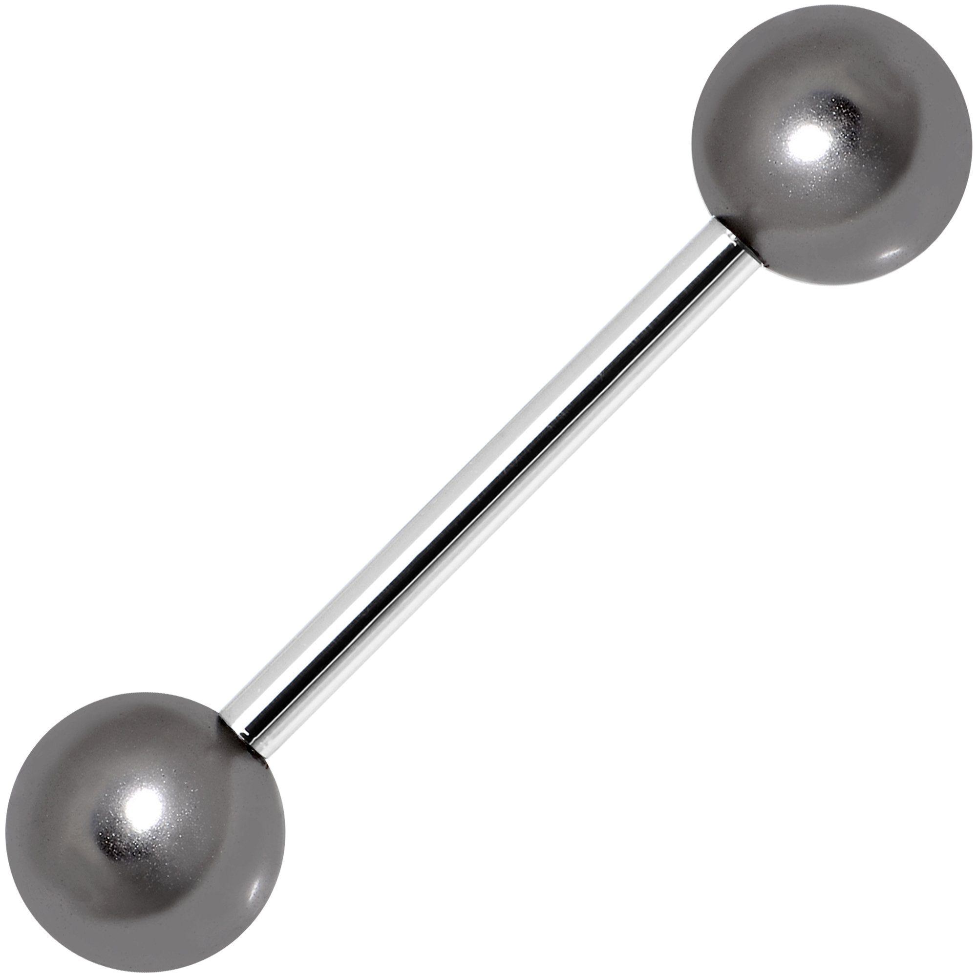 Grey Faux Pearl Acrylic Barbell Tongue Ring