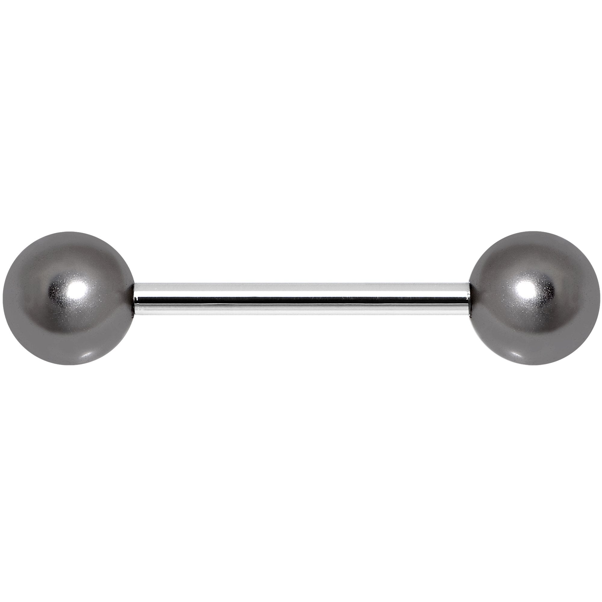 Grey Faux Pearl Acrylic Barbell Tongue Ring
