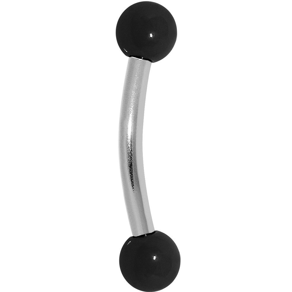 16G 5/16 3mm Acrylic Black Gloss Curved Eyebrow Ring