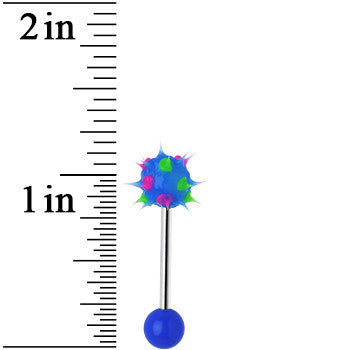 Blue Green Pink Neon Silicone Spike Barbell Tongue Ring