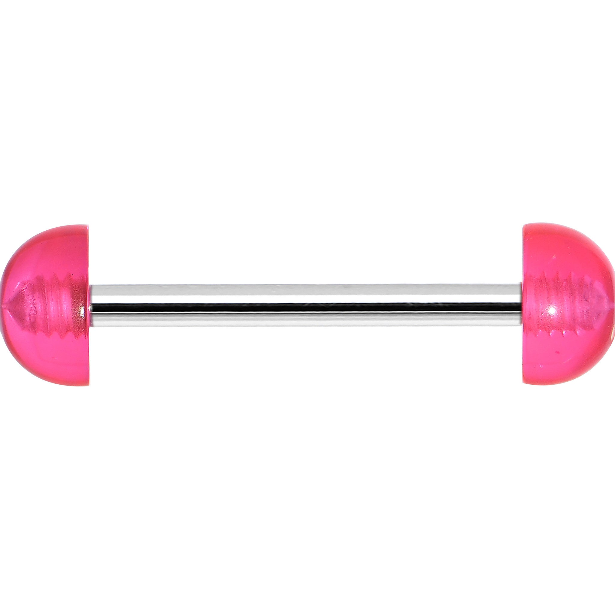 Pink Acrylic Half Ball Pixie Dust Barbell Tongue Ring