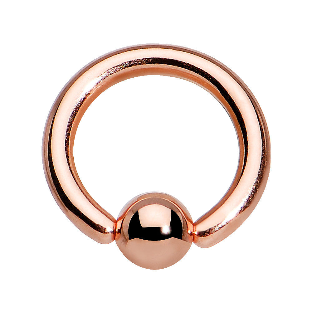 16G 1/4 Rose Gold Plated BCR Captive Ring