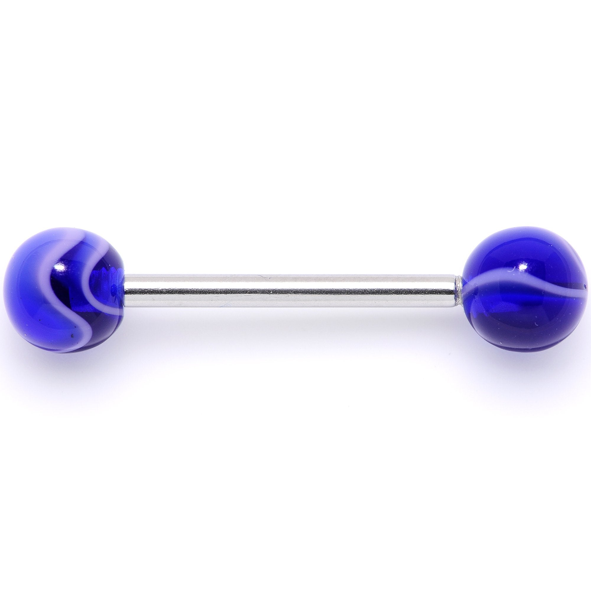Blue MARBLE Barbell Tongue Ring