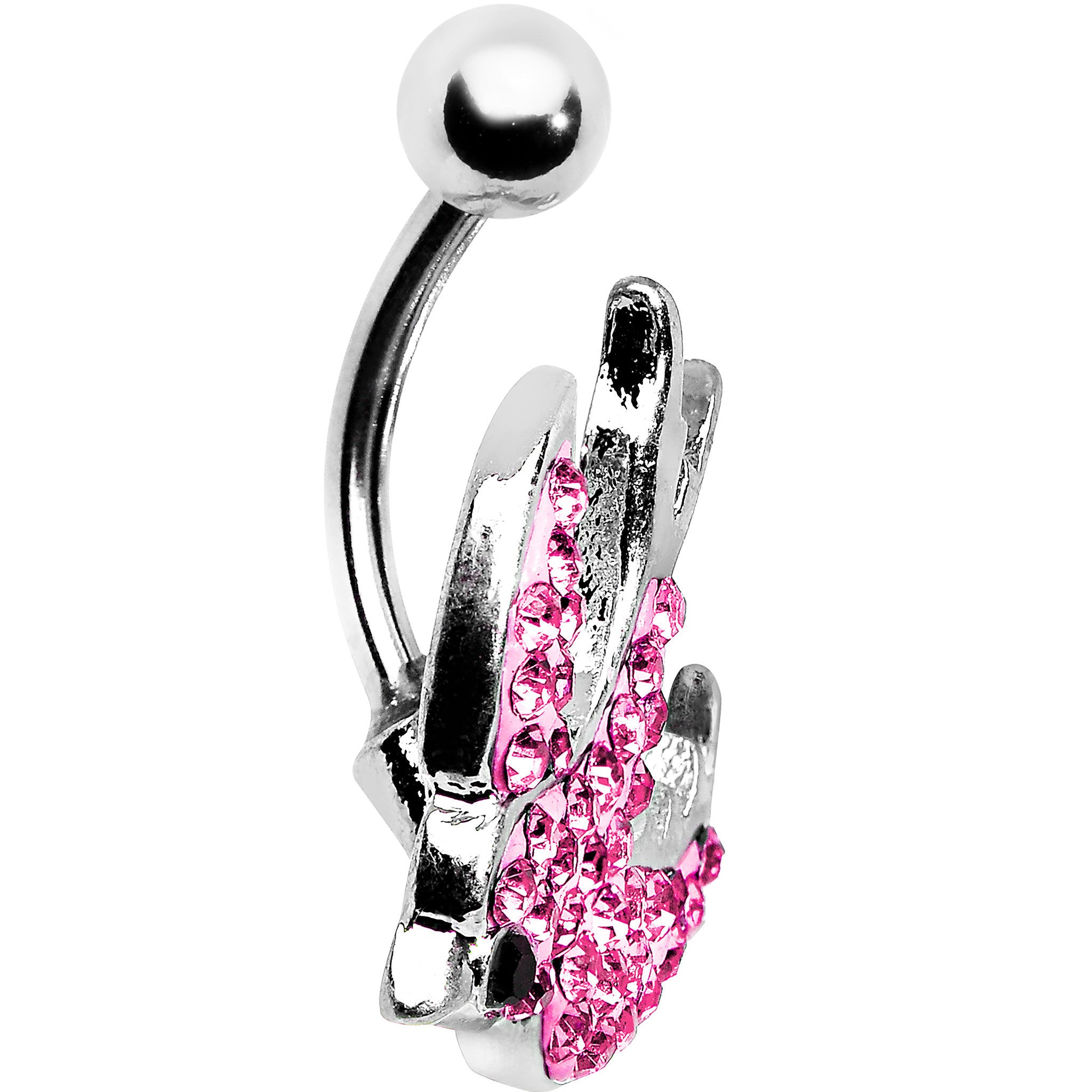 Pink Gem Soaring Bird Belly Ring