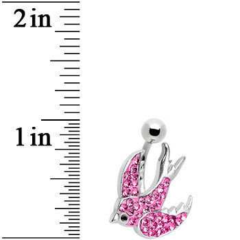 Pink Gem Soaring Bird Belly Ring