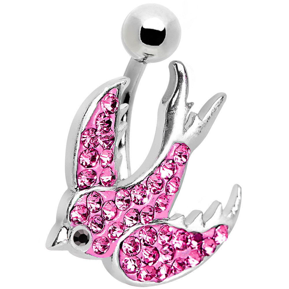 Pink Gem Soaring Bird Belly Ring