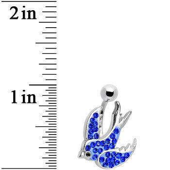 Blue Gem Soaring Bird Belly Ring