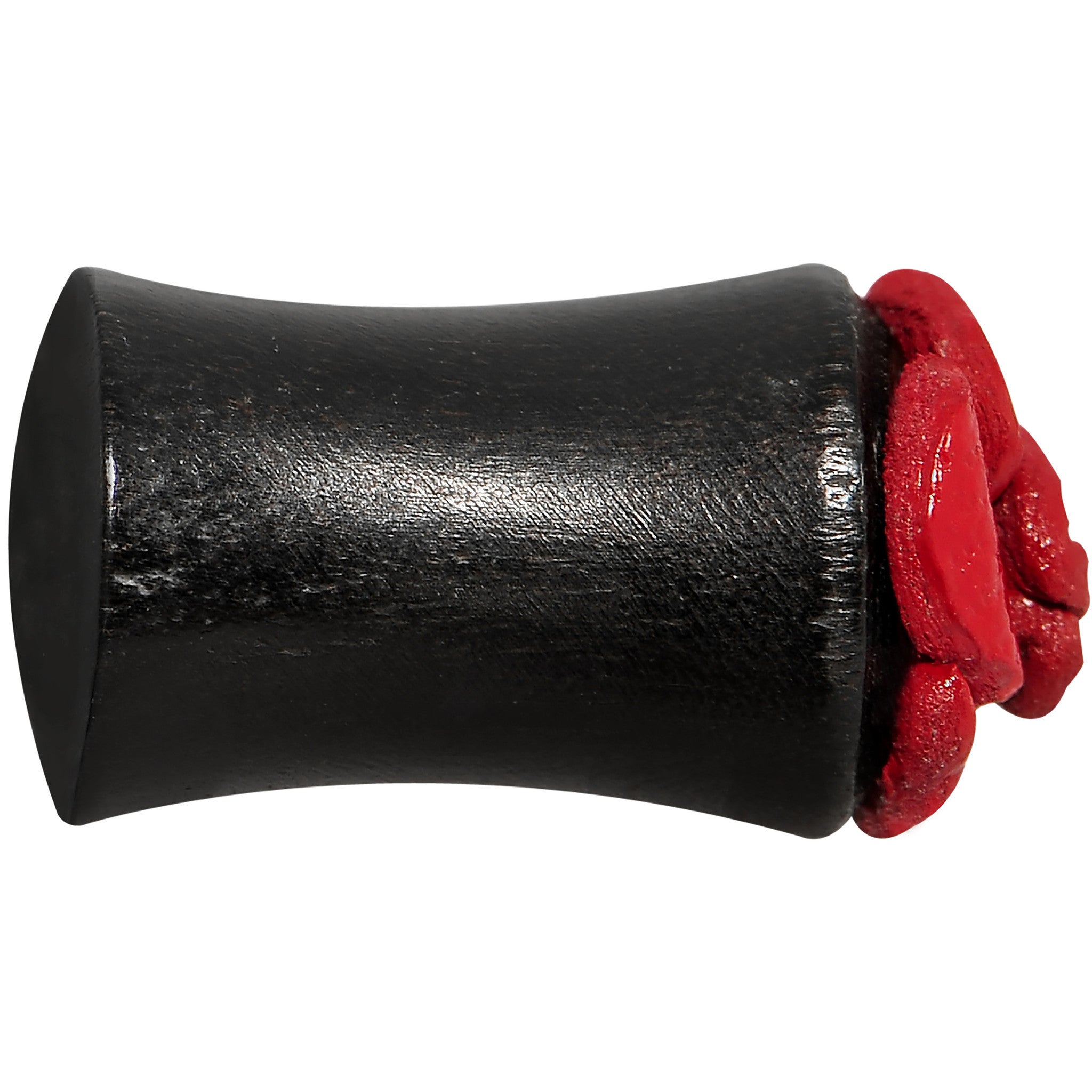 2G Organic Double Flare Arang Wood Plug Red Leather Rose