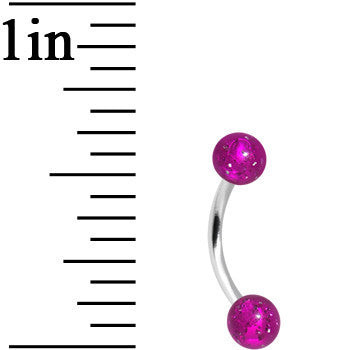 16G 5/16 Magenta Acrylic Glitter Eyebrow Ring
