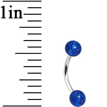16G 5/16 Blue Acrylic Glitter Eyebrow Ring
