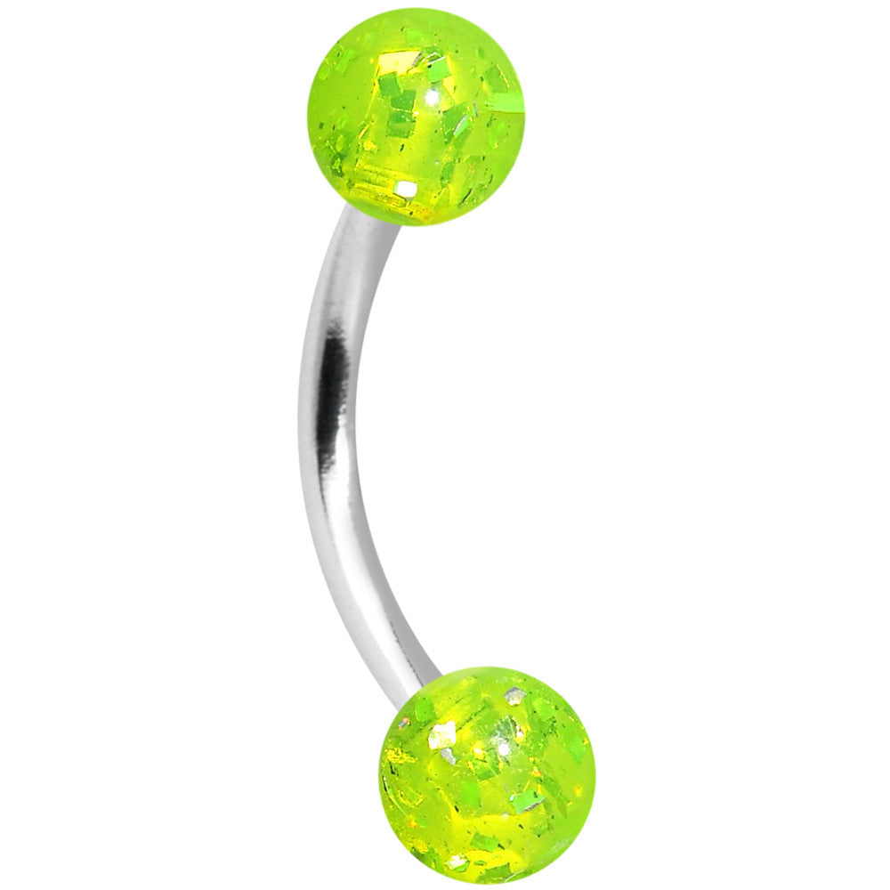 16G 5/16 Green Acrylic Glitter Eyebrow Ring