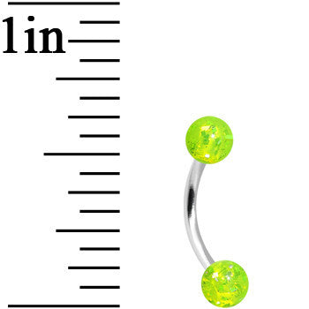 16G 5/16 Green Acrylic Glitter Eyebrow Ring