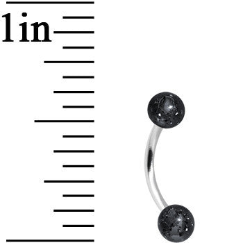 16G 5/16 Black Acrylic Glitter Eyebrow Ring