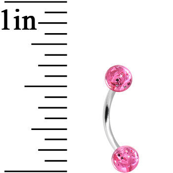 16G 5/16 Pink Acrylic Glitter Eyebrow Ring