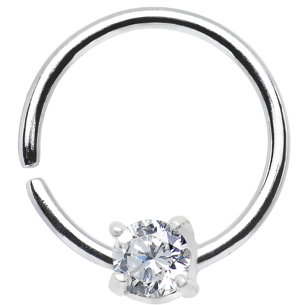 18G 3/8 925 Silver Clear CZ Daith Tragus Earring