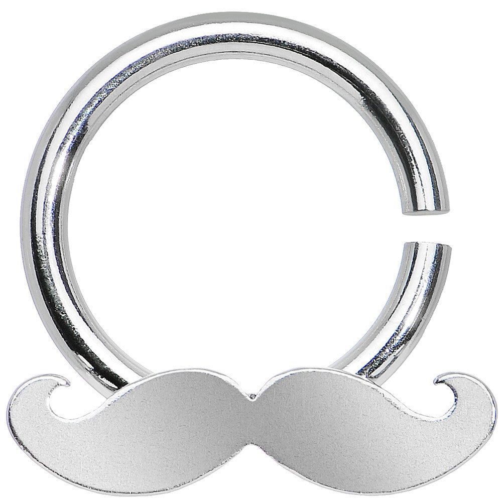 14G Shimmering Mustache Horseshoe Septum Ring