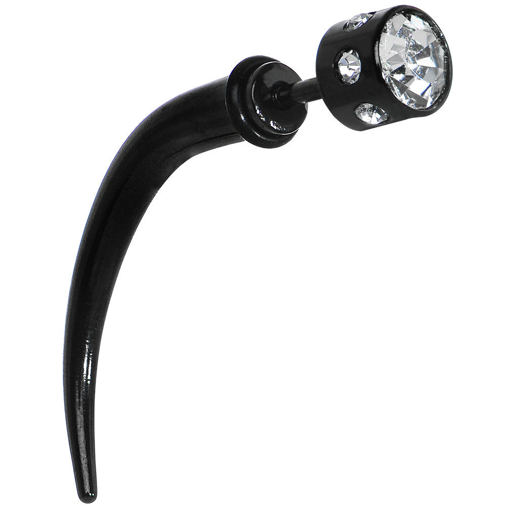 Black Glitzy Clear Gem Fake Talon Taper Plug