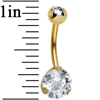 CZ Clear Gold Titanium IP Belly Ring
