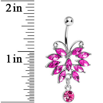 Pink Gem Majestic Big Bug Dangle Belly Ring