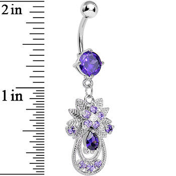 Purple Gem Entrancing Explosion Dangle Belly Ring