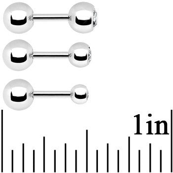 16G 1/4 Clear Gem Cartilage Tragus Barbell Set of 3