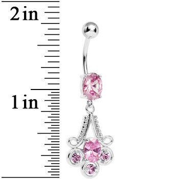 Pink Gem Nottingham Lace Chandelier Dangle Belly Ring