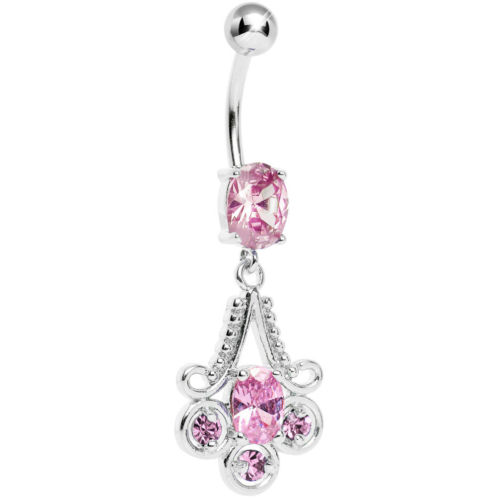 Pink Gem Nottingham Lace Chandelier Dangle Belly Ring