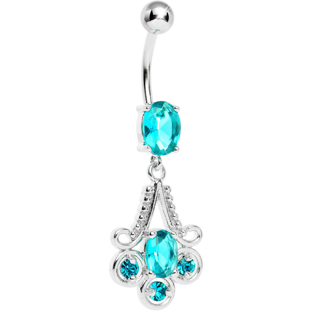 Aqua Gem Nottingham Lace Chandelier Dangle Belly Ring