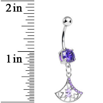 Tanzanite Purple Gem Inverse Filigree Fan Dangle Belly Ring