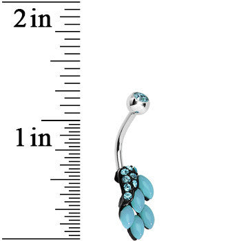 Aqua Gem and Fruit on the Vine Belly Ring