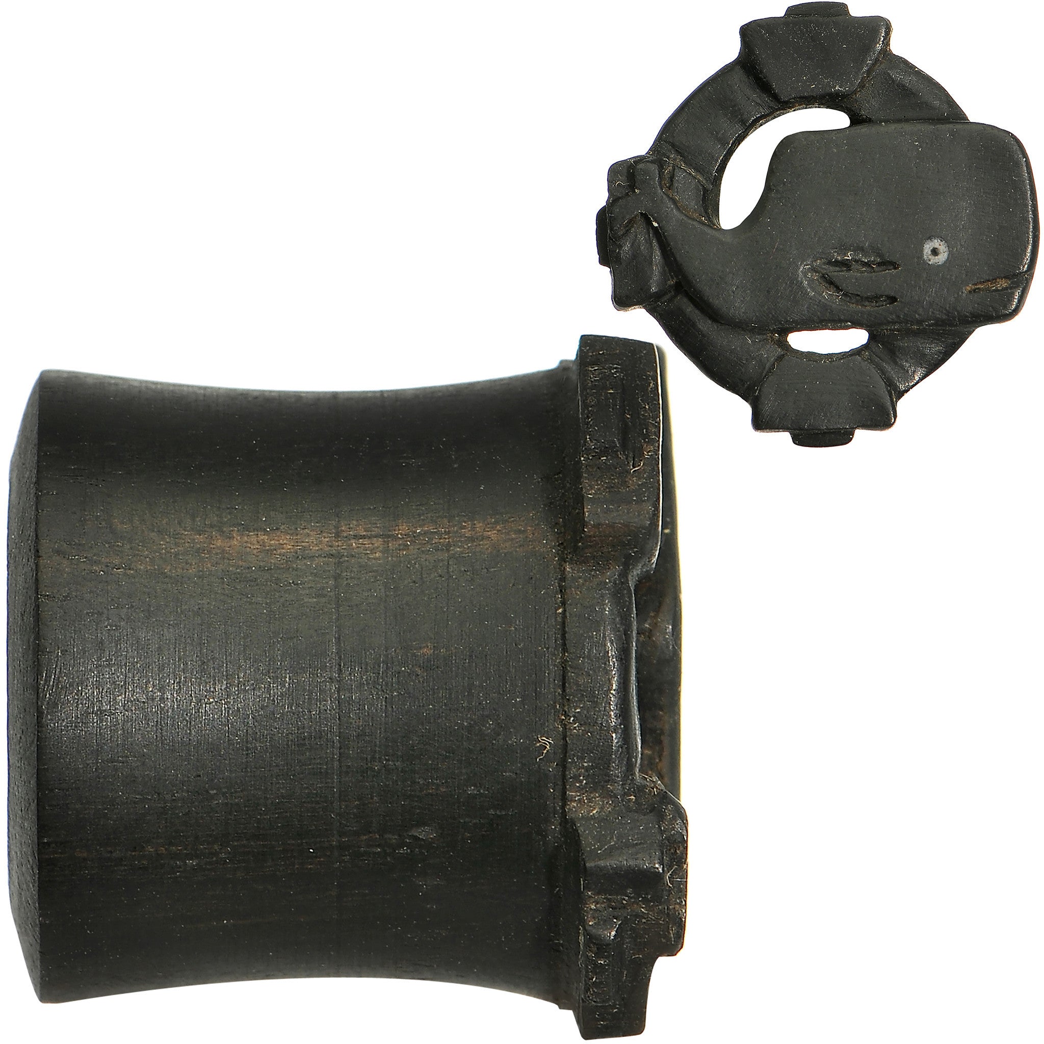 9/16 Organic Areng Wood Whale Overboard Hand Carved Plug Set