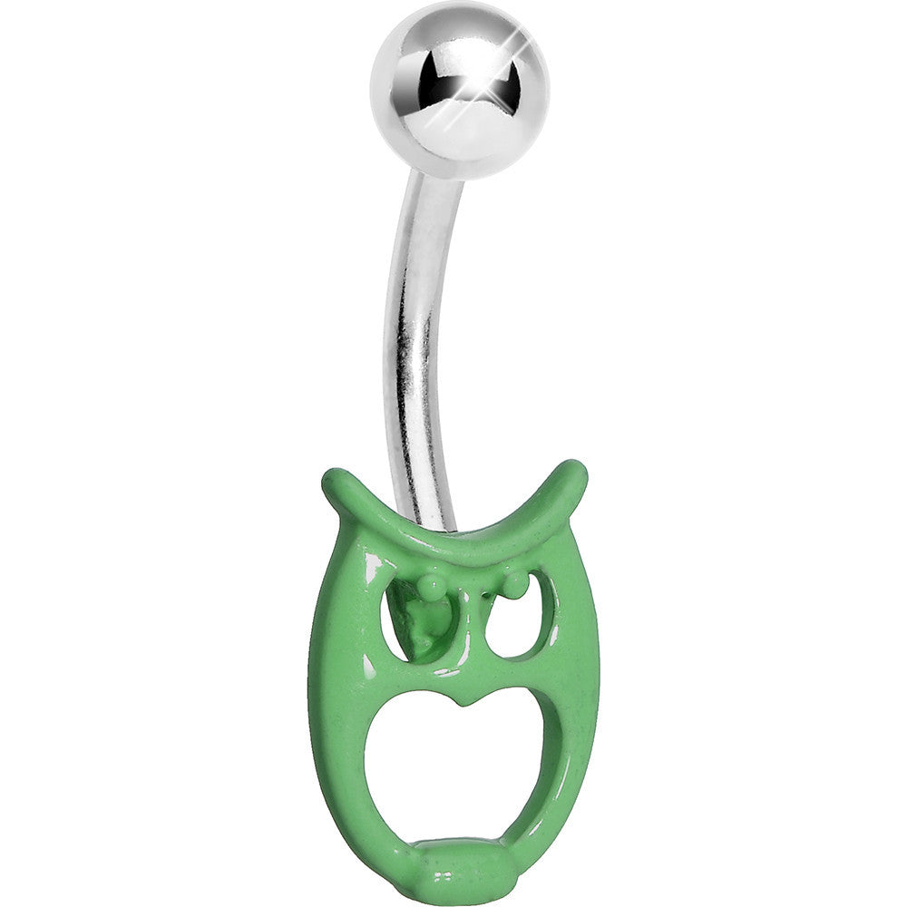 Green Mint Baby Owl Belly Ring