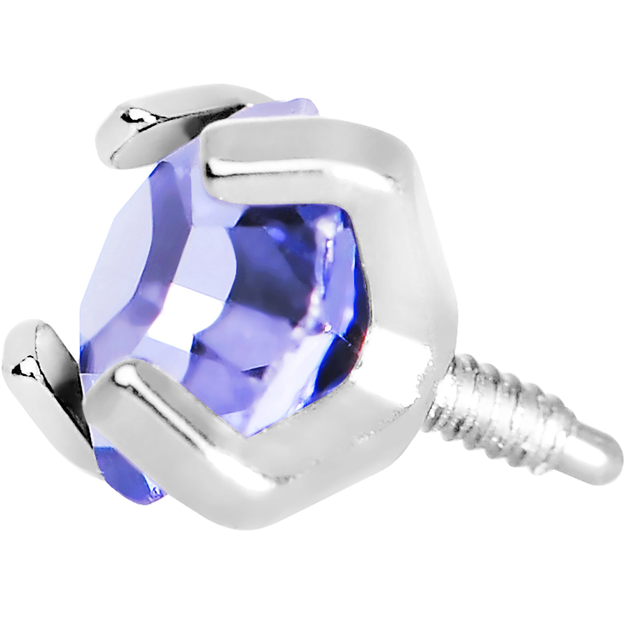 4mm Round Prong Set Purple Gem Dermal Anchor Top