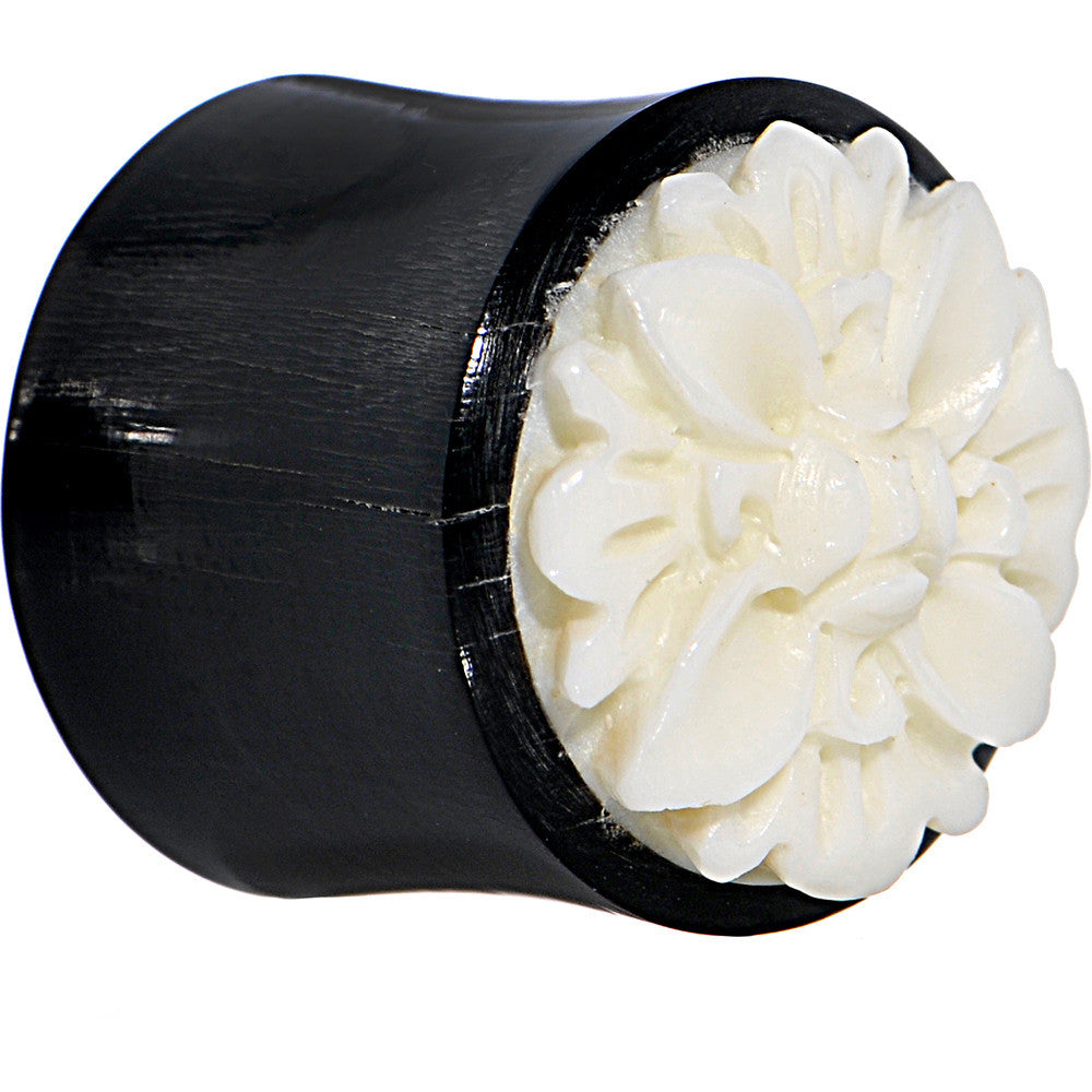 9/16 Organic Buffalo Horn White Bone Frasera Flower Saddle Plug