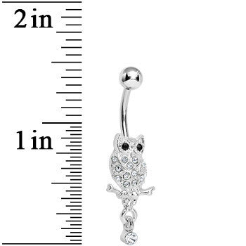 Lower Mount Paved Clear Gem Owl Belly Ring